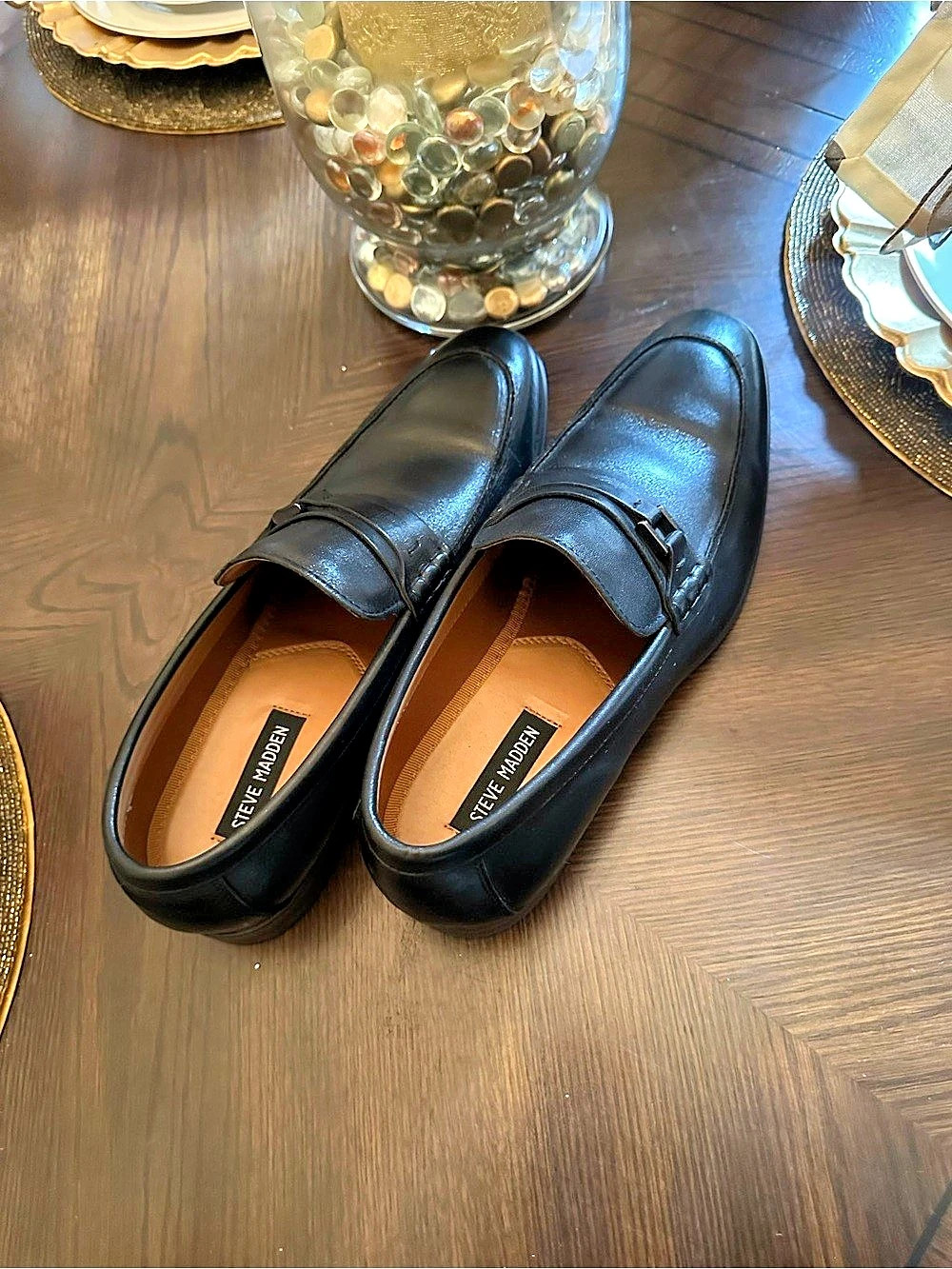 Slightly worn Size 11 and 1/2 Steve Madden Amboy Bit Loafer Men's Black Loafer